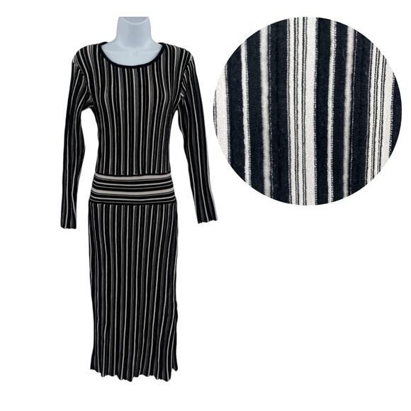Tabula Rasa Knit Maxi Dress Sz L Preppy Academia Striped Texture Anthro Workwear - Picture 1 of 12